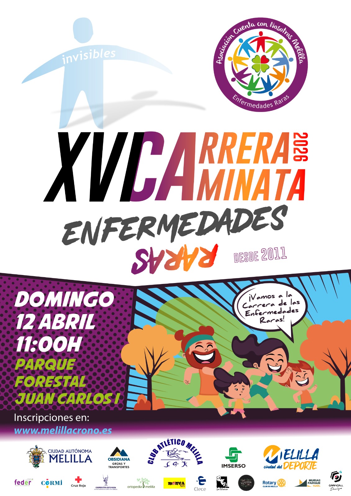Cartel de XVI CARRERA CAMINATA POR LAS ENFERMEDADES RARAS MELILLA